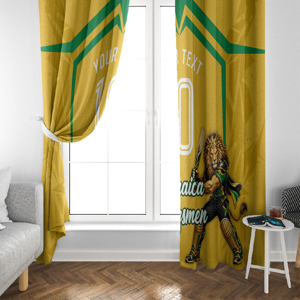Personalized Jamaica Kingsmen Cricket Lion Window Curtain Royal King Batsman Sports Graphic Art