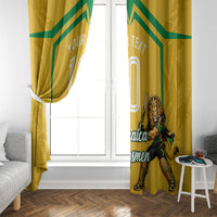 Personalized Jamaica Kingsmen Cricket Lion Window Curtain Royal King Batsman Sports Graphic Art