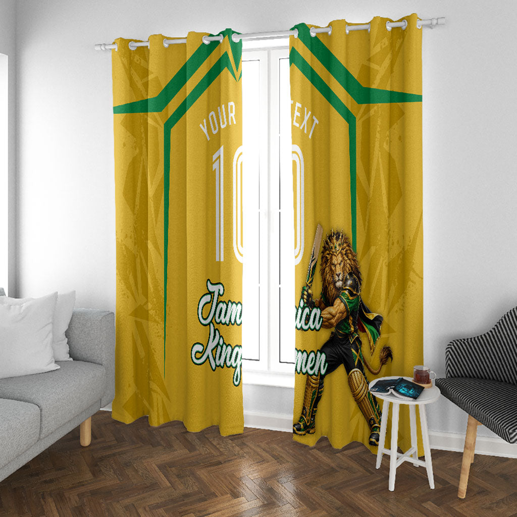 Personalized Jamaica Kingsmen Cricket Lion Window Curtain Royal King Batsman Sports Graphic Art