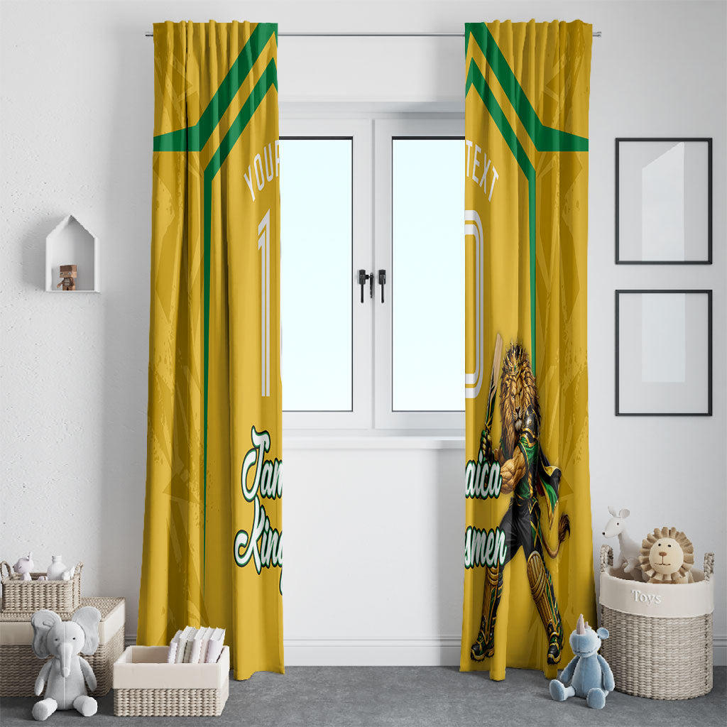 Personalized Jamaica Kingsmen Cricket Lion Window Curtain Royal King Batsman Sports Graphic Art