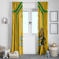 Personalized Jamaica Kingsmen Cricket Lion Window Curtain Royal King Batsman Sports Graphic Art