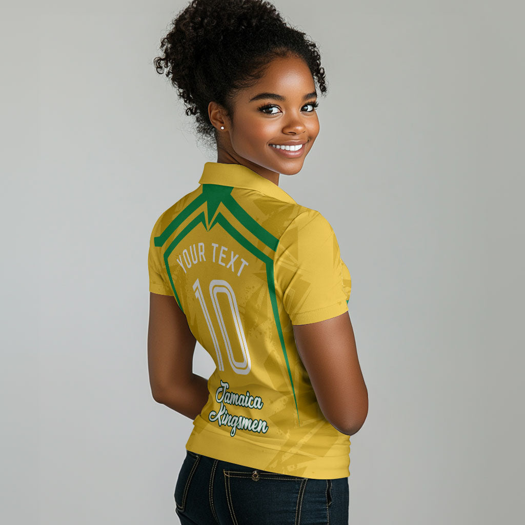Personalized Jamaica Kingsmen Cricket Lion Women Polo Shirt Royal King Batsman Sports Graphic Art
