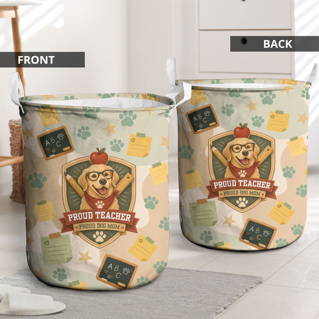 Proud Teacher Proud Dog Mom Laundry Basket Classroom Cute Dog Lover