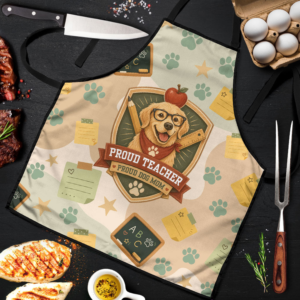 Proud Teacher Proud Dog Mom Apron Classroom Cute Dog Lover