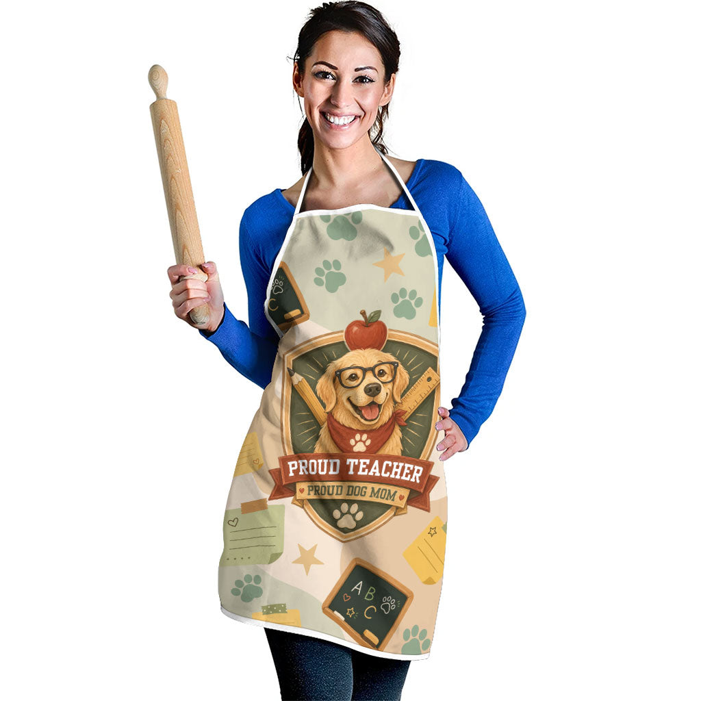 Proud Teacher Proud Dog Mom Apron Classroom Cute Dog Lover