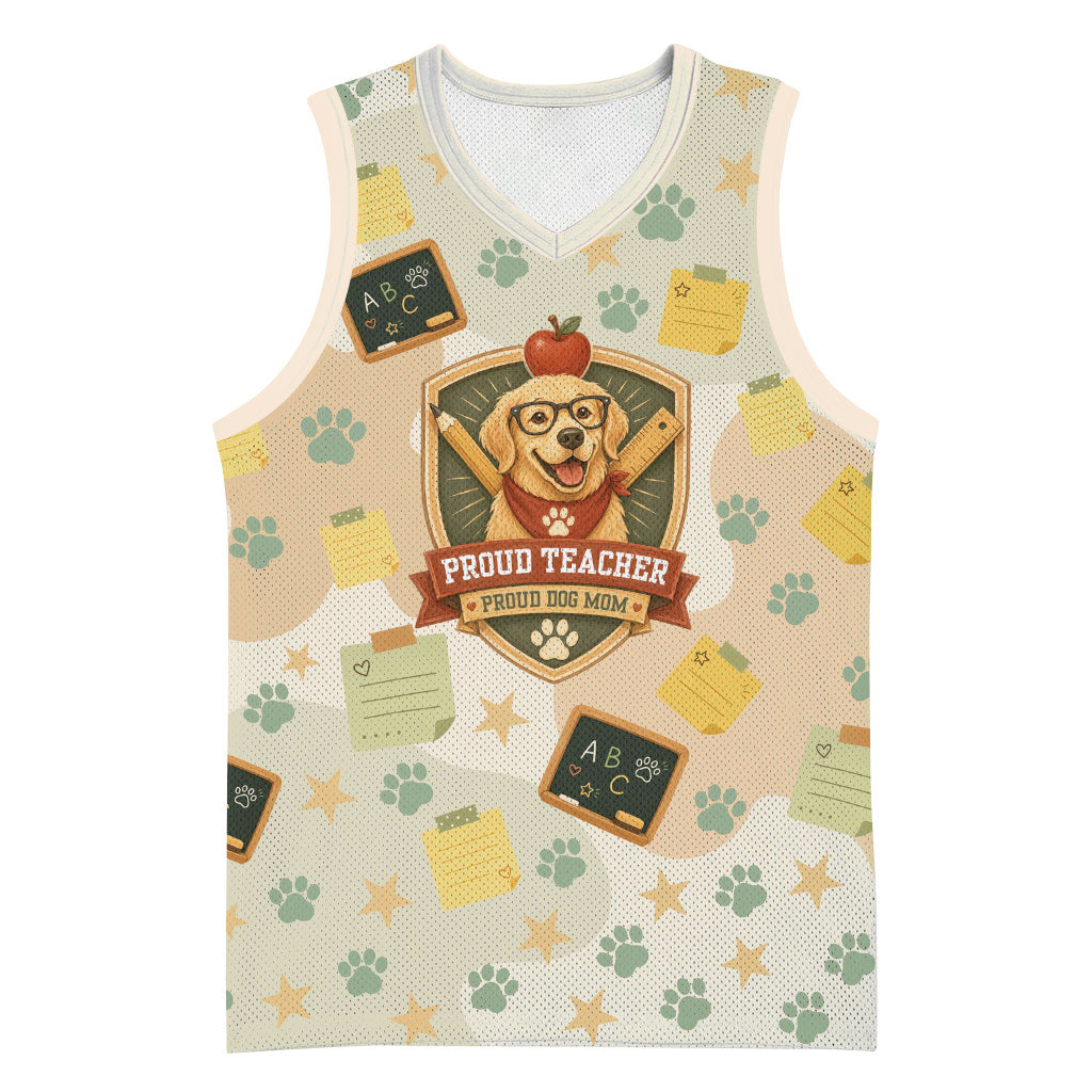 Proud Teacher Proud Dog Mom Basketball Jersey Classroom Cute Dog Lover