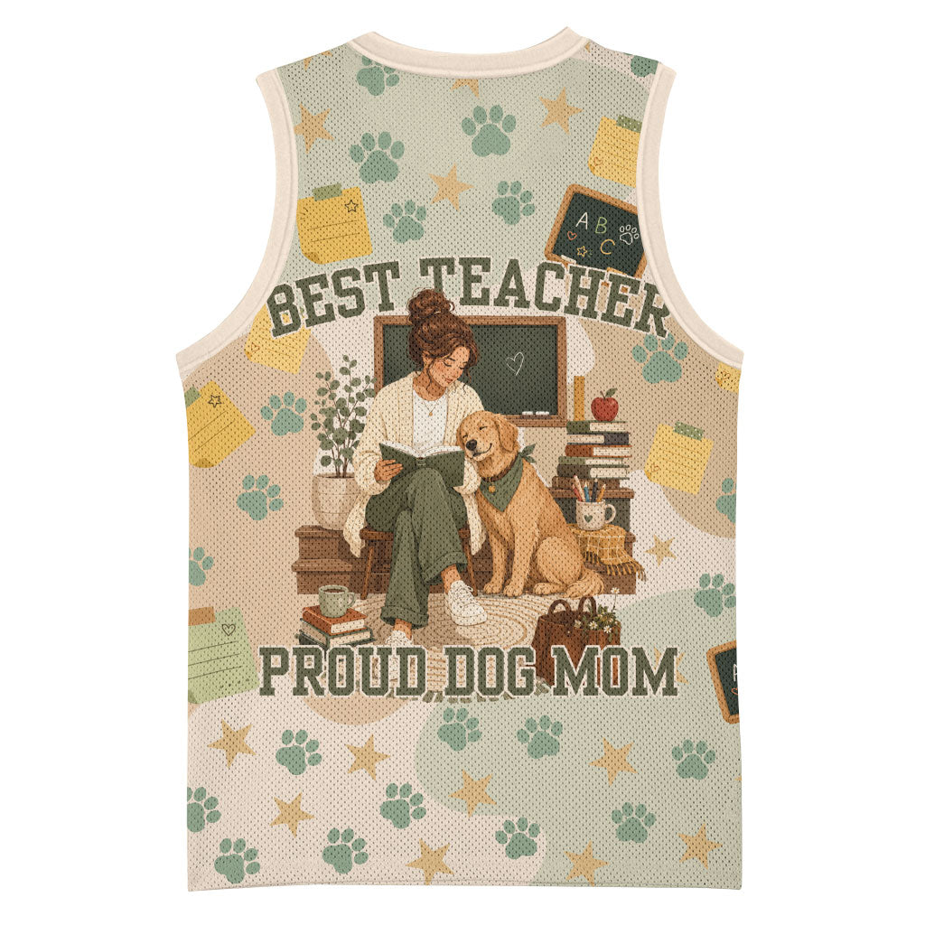 Proud Teacher Proud Dog Mom Basketball Jersey Classroom Cute Dog Lover