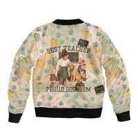 Proud Teacher Proud Dog Mom Bomber Jacket Classroom Cute Dog Lover