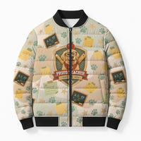 Proud Teacher Proud Dog Mom Bomber Puffer Jacket Classroom Cute Dog Lover