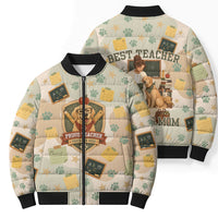 Proud Teacher Proud Dog Mom Bomber Puffer Jacket Classroom Cute Dog Lover
