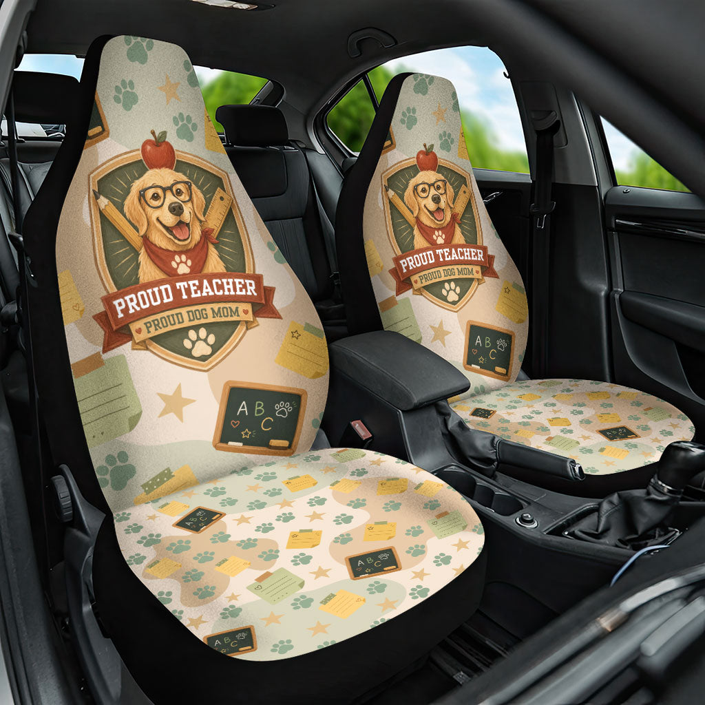 Proud Teacher Proud Dog Mom Car Seat Cover Classroom Cute Dog Lover
