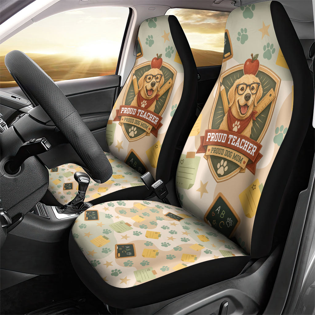 Proud Teacher Proud Dog Mom Car Seat Cover Classroom Cute Dog Lover
