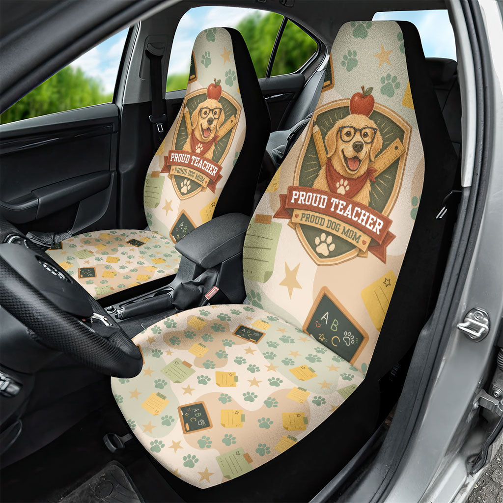 Proud Teacher Proud Dog Mom Car Seat Cover Classroom Cute Dog Lover