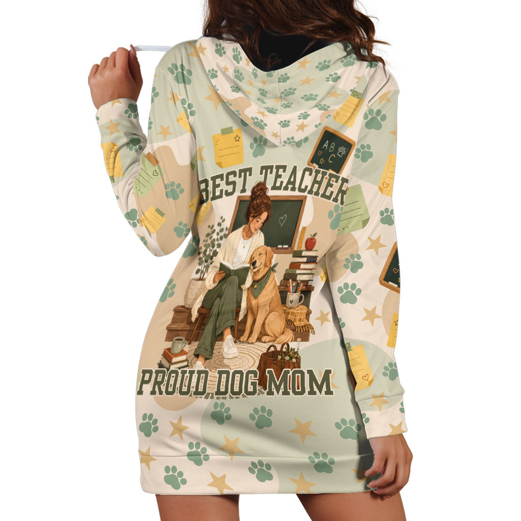 Proud Teacher Proud Dog Mom Hoodie Dress Classroom Cute Dog Lover