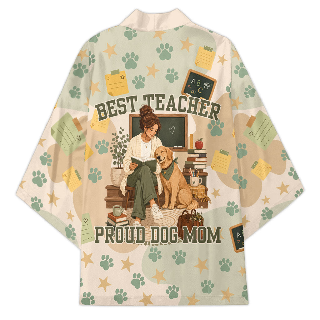Proud Teacher Proud Dog Mom Kimono Classroom Cute Dog Lover