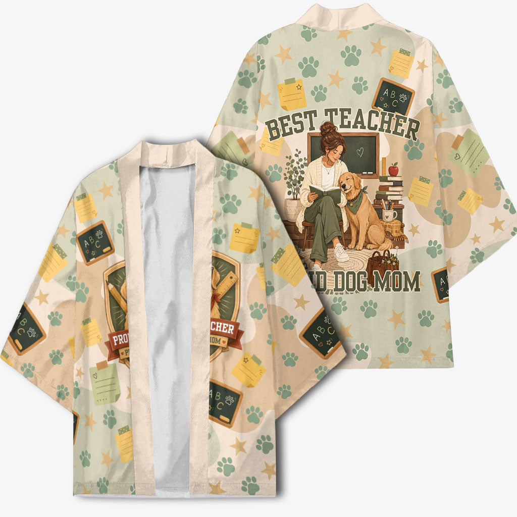 Proud Teacher Proud Dog Mom Kimono Classroom Cute Dog Lover