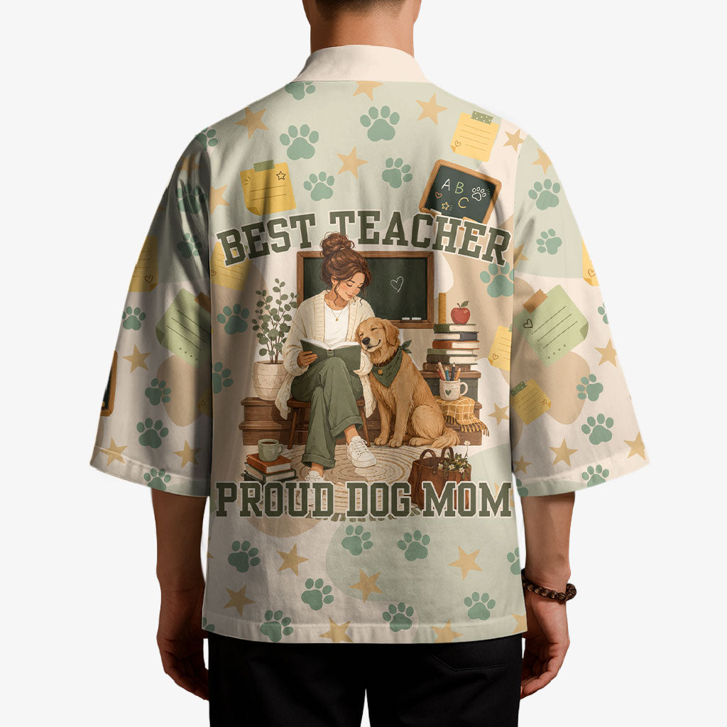 Proud Teacher Proud Dog Mom Kimono Classroom Cute Dog Lover