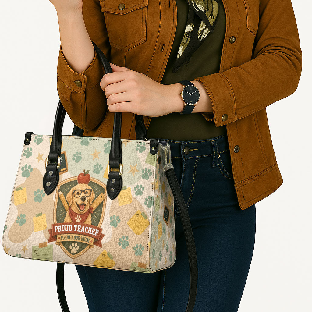 Proud Teacher Proud Dog Mom Leather Bag Classroom Cute Dog Lover