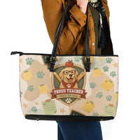 Proud Teacher Proud Dog Mom Leather Tote Bag Classroom Cute Dog Lover