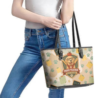 Proud Teacher Proud Dog Mom Leather Tote Bag Classroom Cute Dog Lover