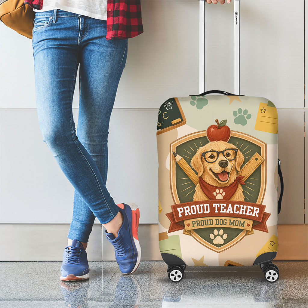 Proud Teacher Proud Dog Mom Luggage Cover Classroom Cute Dog Lover