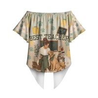 Proud Teacher Proud Dog Mom Off Shoulder Wrap Waist Top Classroom Cute Dog Lover
