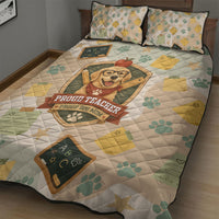 Proud Teacher Proud Dog Mom Quilt Bed Set Classroom Cute Dog Lover