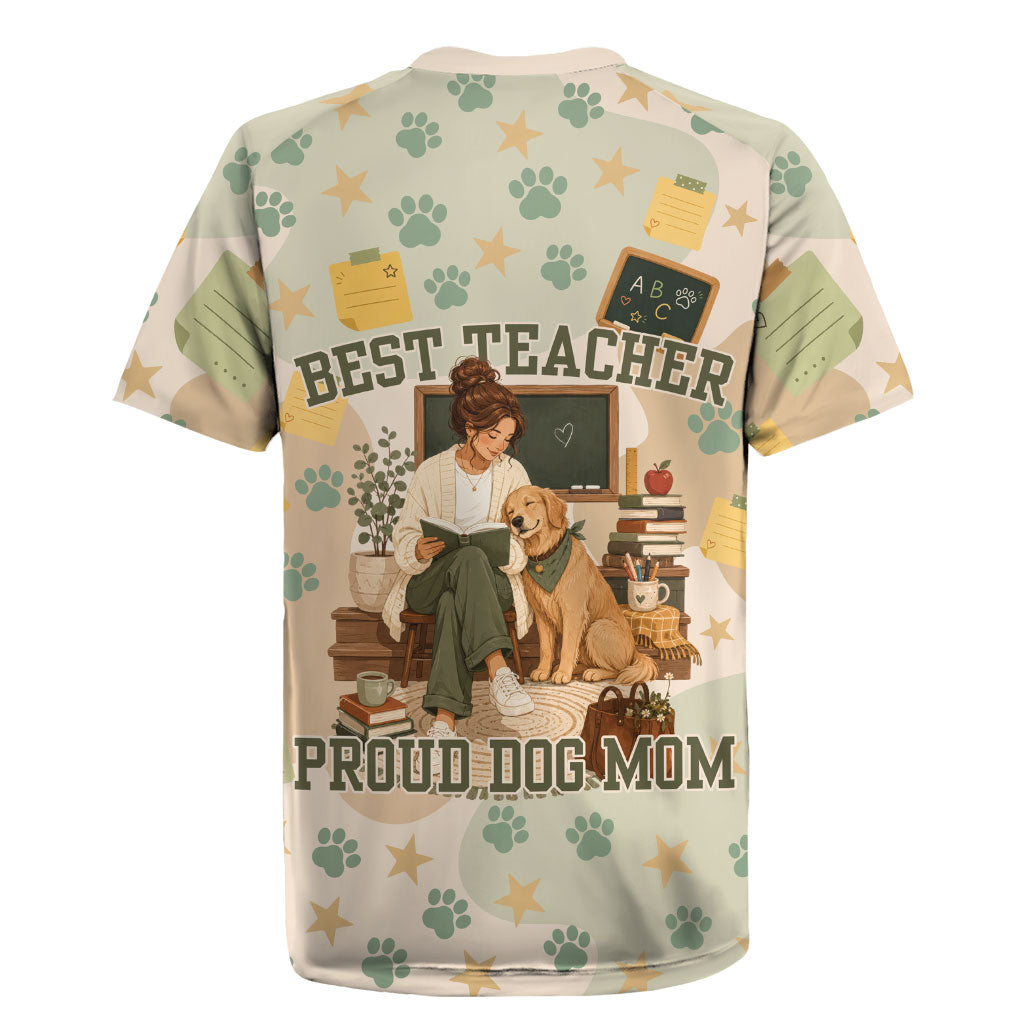 Proud Teacher Proud Dog Mom Rugby Jersey Classroom Cute Dog Lover