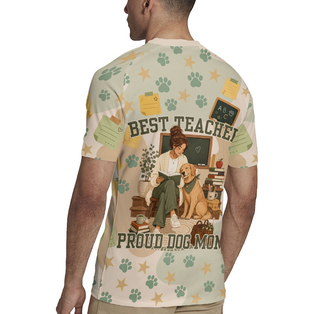 Proud Teacher Proud Dog Mom Rugby Jersey Classroom Cute Dog Lover