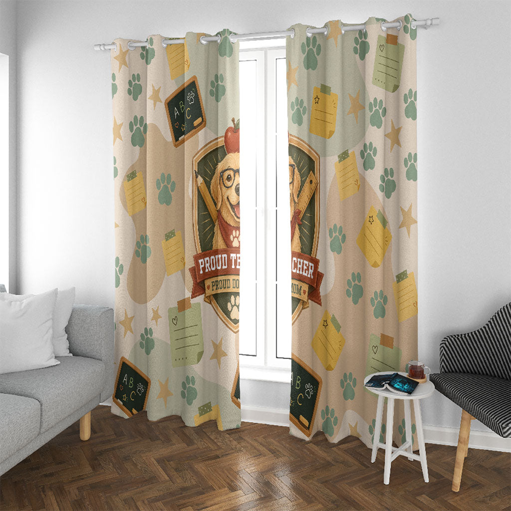 Proud Teacher Proud Dog Mom Window Curtain Classroom Cute Dog Lover