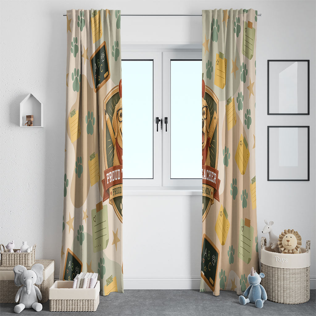 Proud Teacher Proud Dog Mom Window Curtain Classroom Cute Dog Lover