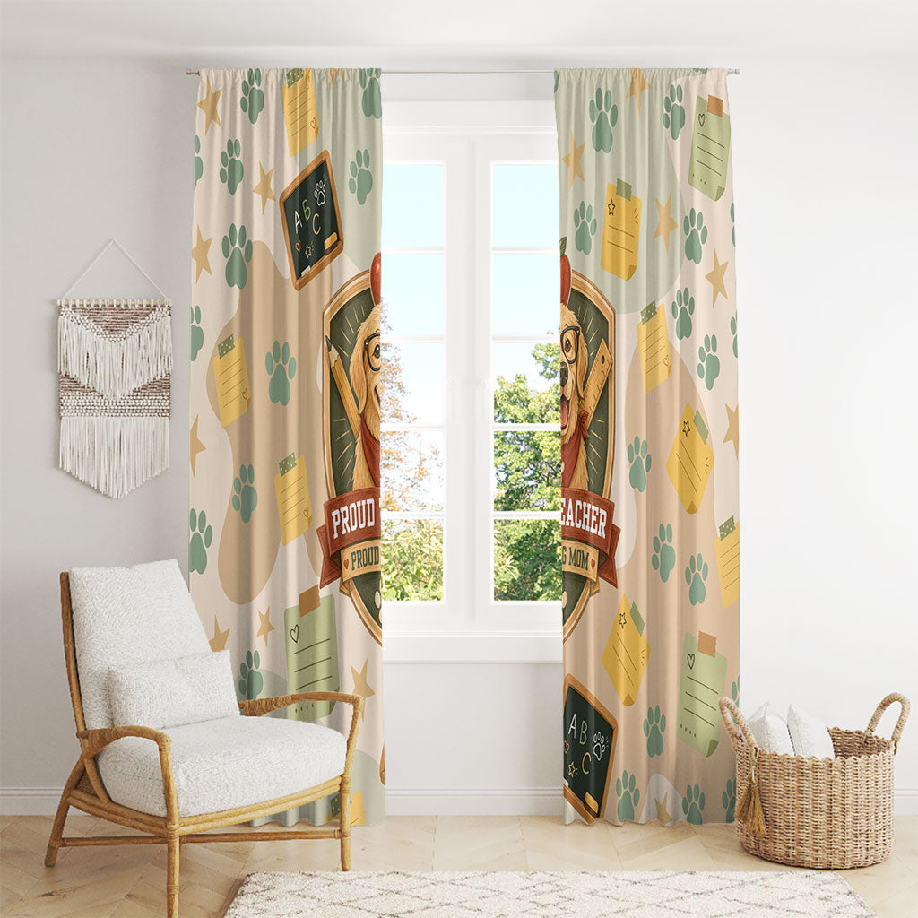 Proud Teacher Proud Dog Mom Window Curtain Classroom Cute Dog Lover