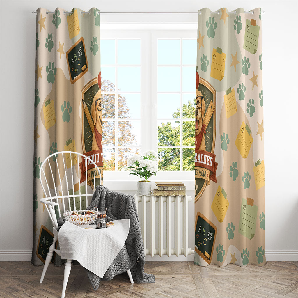 Proud Teacher Proud Dog Mom Window Curtain Classroom Cute Dog Lover