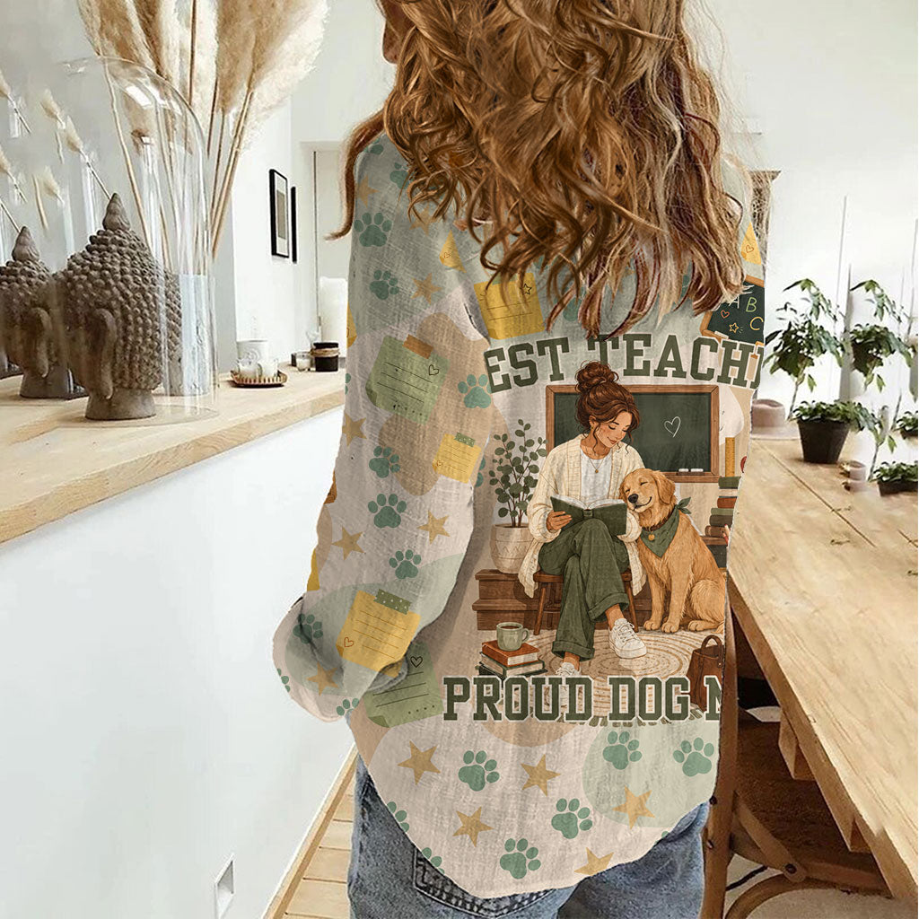 Proud Teacher Proud Dog Mom Women Casual Shirt Classroom Cute Dog Lover