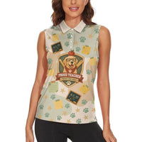 Proud Teacher Proud Dog Mom Women Sleeveless Polo Shirt Classroom Cute Dog Lover