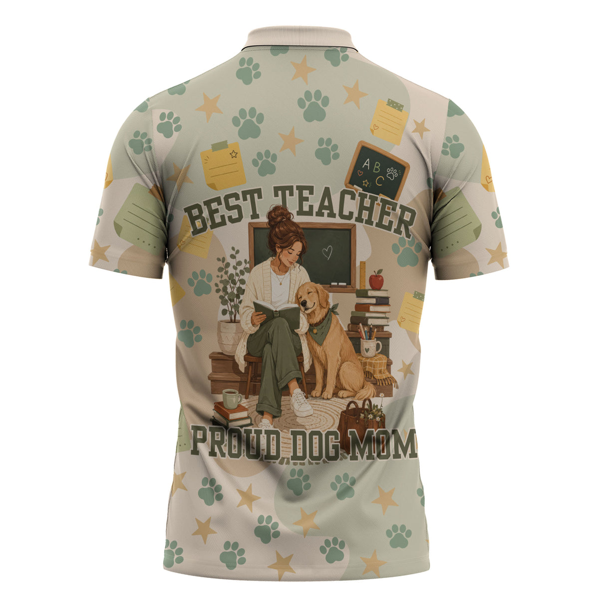Proud Teacher Proud Dog Mom Zipper Polo Shirt Classroom Cute Dog Lover