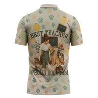 Proud Teacher Proud Dog Mom Zipper Polo Shirt Classroom Cute Dog Lover