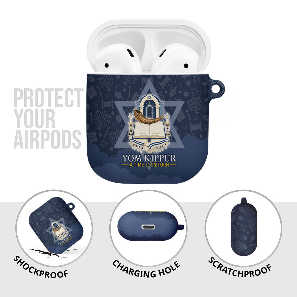 Yom Kippur Gates Of Return AirPods Case Jewish High Holy Day Shofar Tallit Star Of David