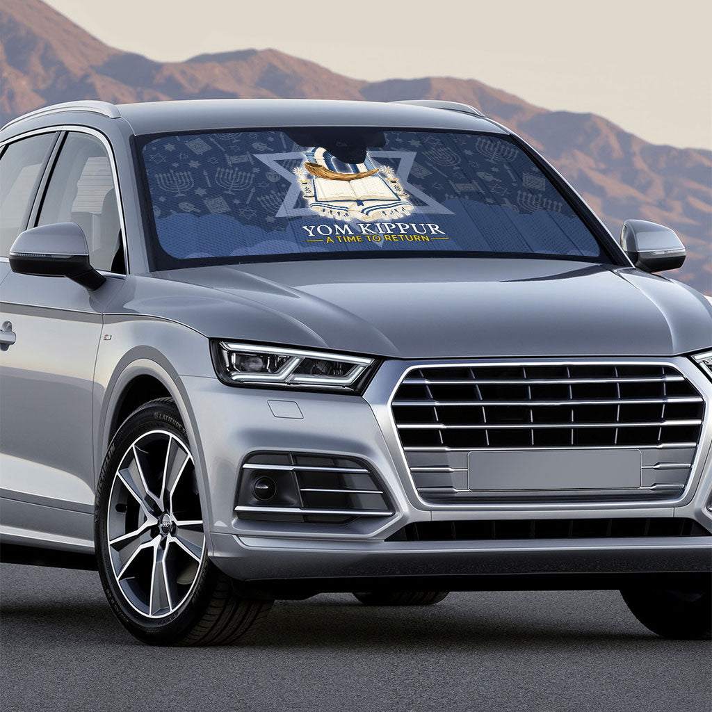 Yom Kippur Gates Of Return Auto Sun Shade Jewish High Holy Day Shofar Tallit Star Of David