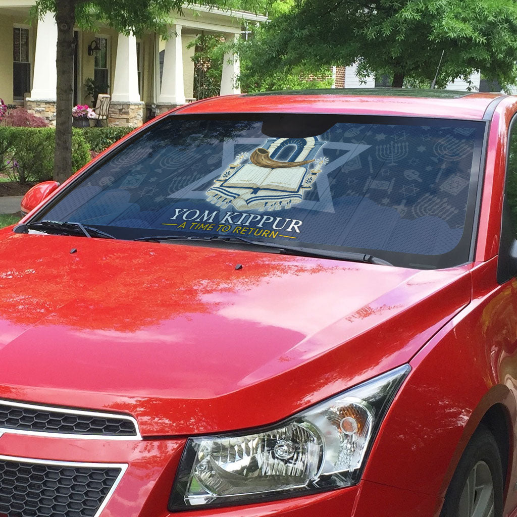 Yom Kippur Gates Of Return Auto Sun Shade Jewish High Holy Day Shofar Tallit Star Of David