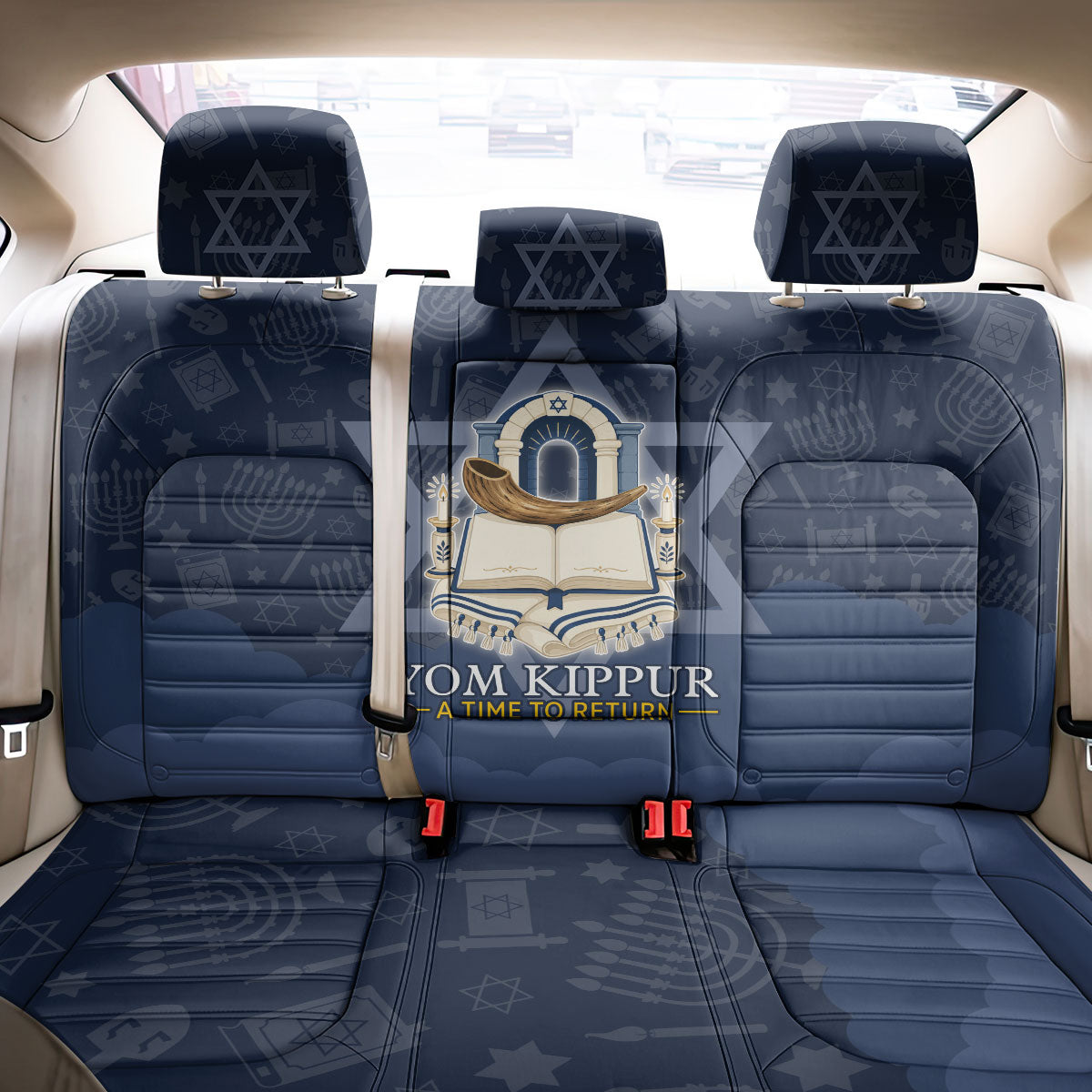 Yom Kippur Gates Of Return Back Car Seat Cover Jewish High Holy Day Shofar Tallit Star Of David