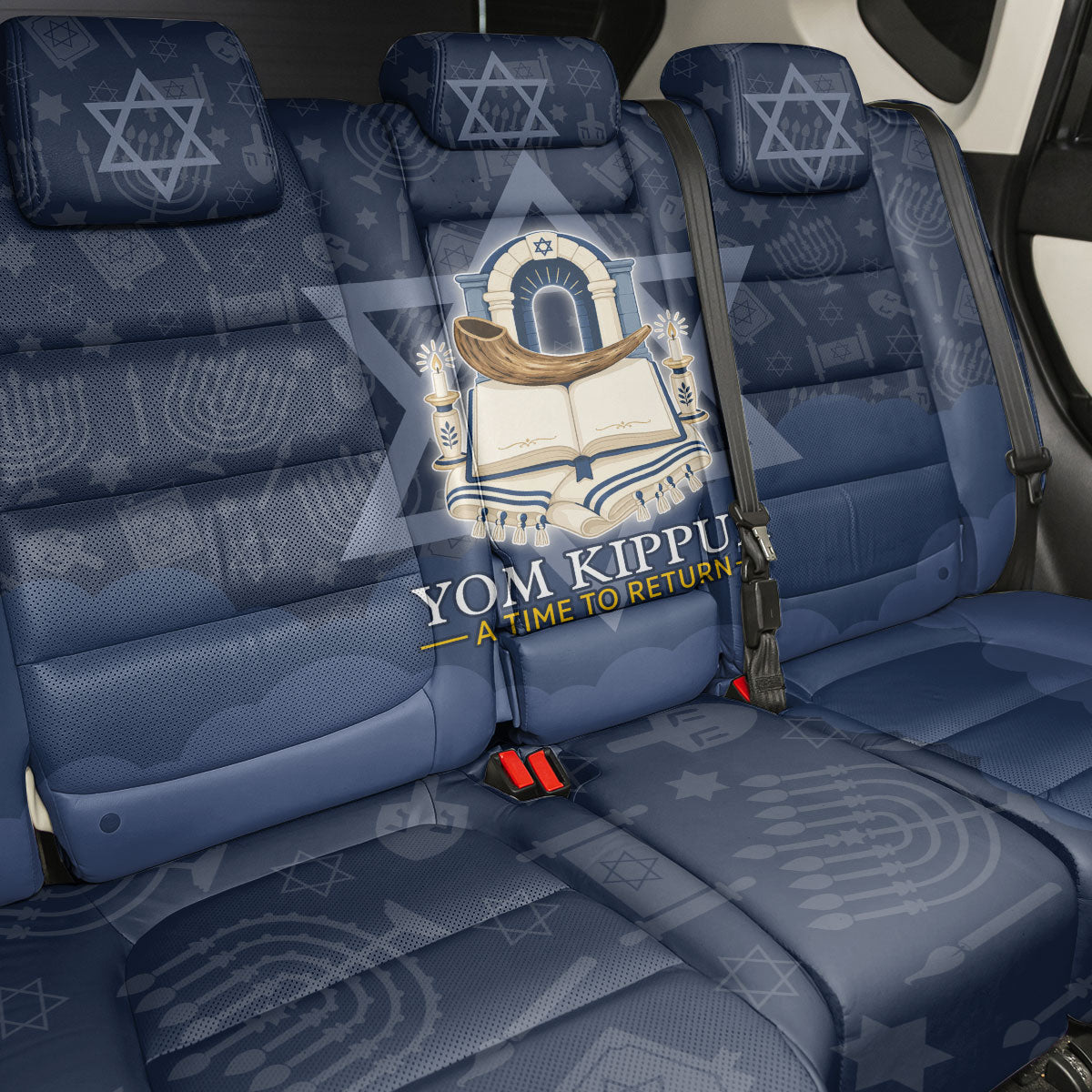 Yom Kippur Gates Of Return Back Car Seat Cover Jewish High Holy Day Shofar Tallit Star Of David