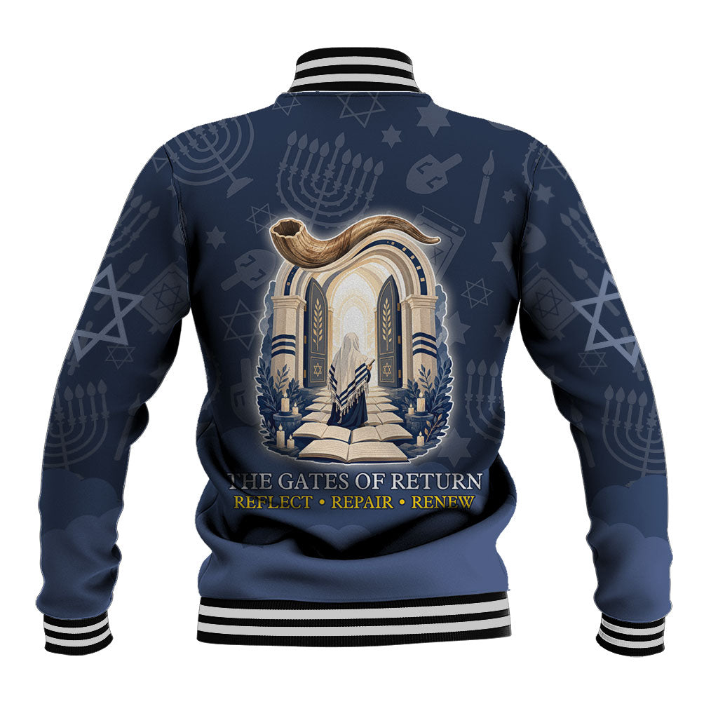 Yom Kippur Gates Of Return Baseball Jacket Jewish High Holy Day Shofar Tallit Star Of David