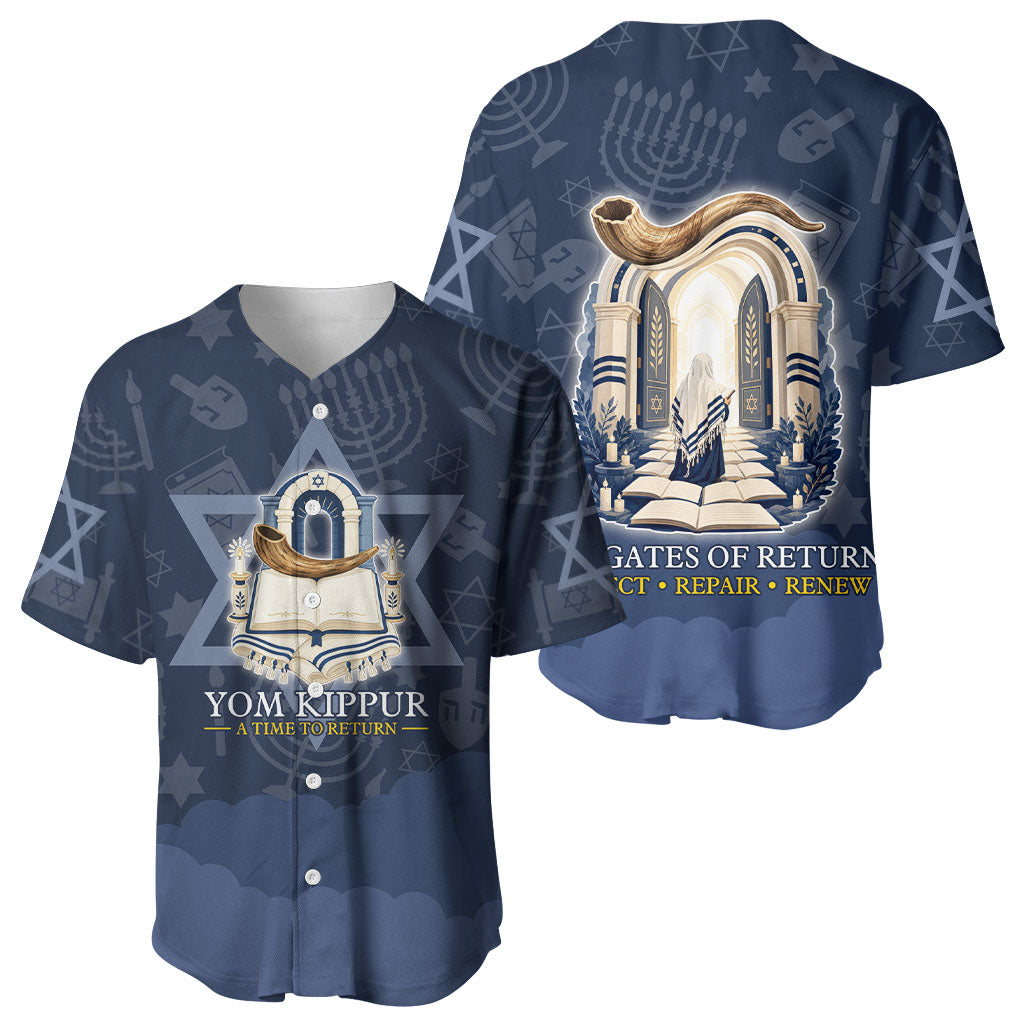 Yom Kippur Gates Of Return Baseball Jersey Jewish High Holy Day Shofar Tallit Star Of David