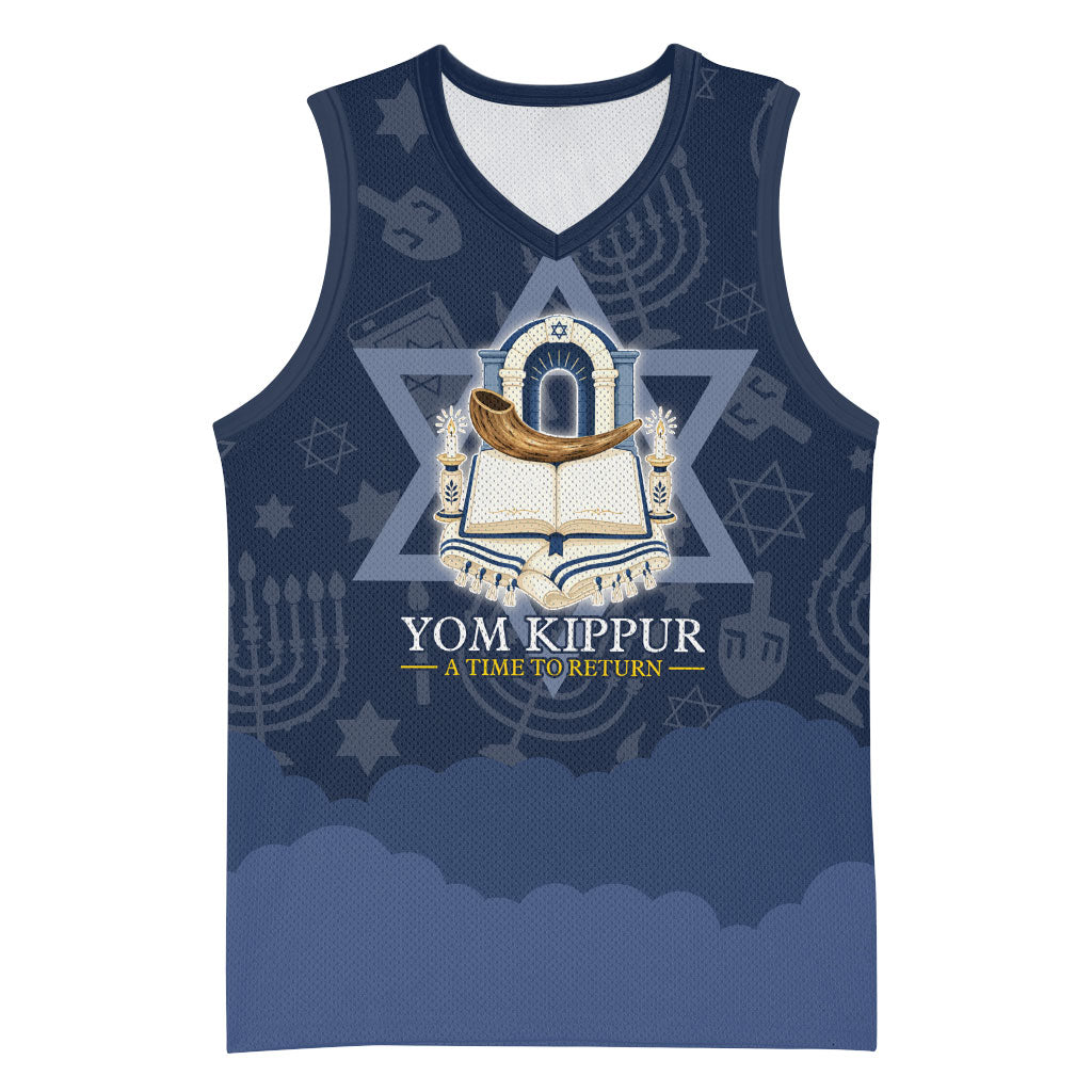 Yom Kippur Gates Of Return Basketball Jersey Jewish High Holy Day Shofar Tallit Star Of David