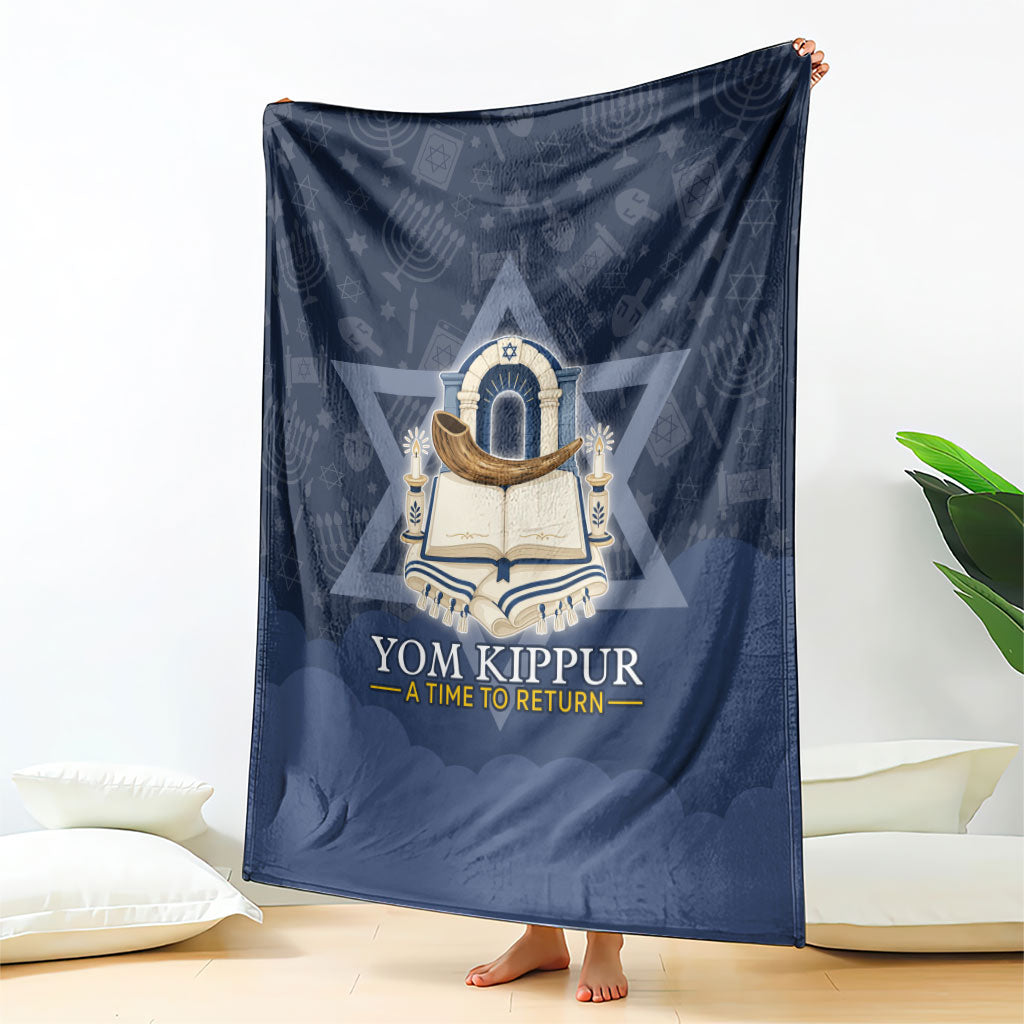 Yom Kippur Gates Of Return Blanket Jewish High Holy Day Shofar Tallit Star Of David