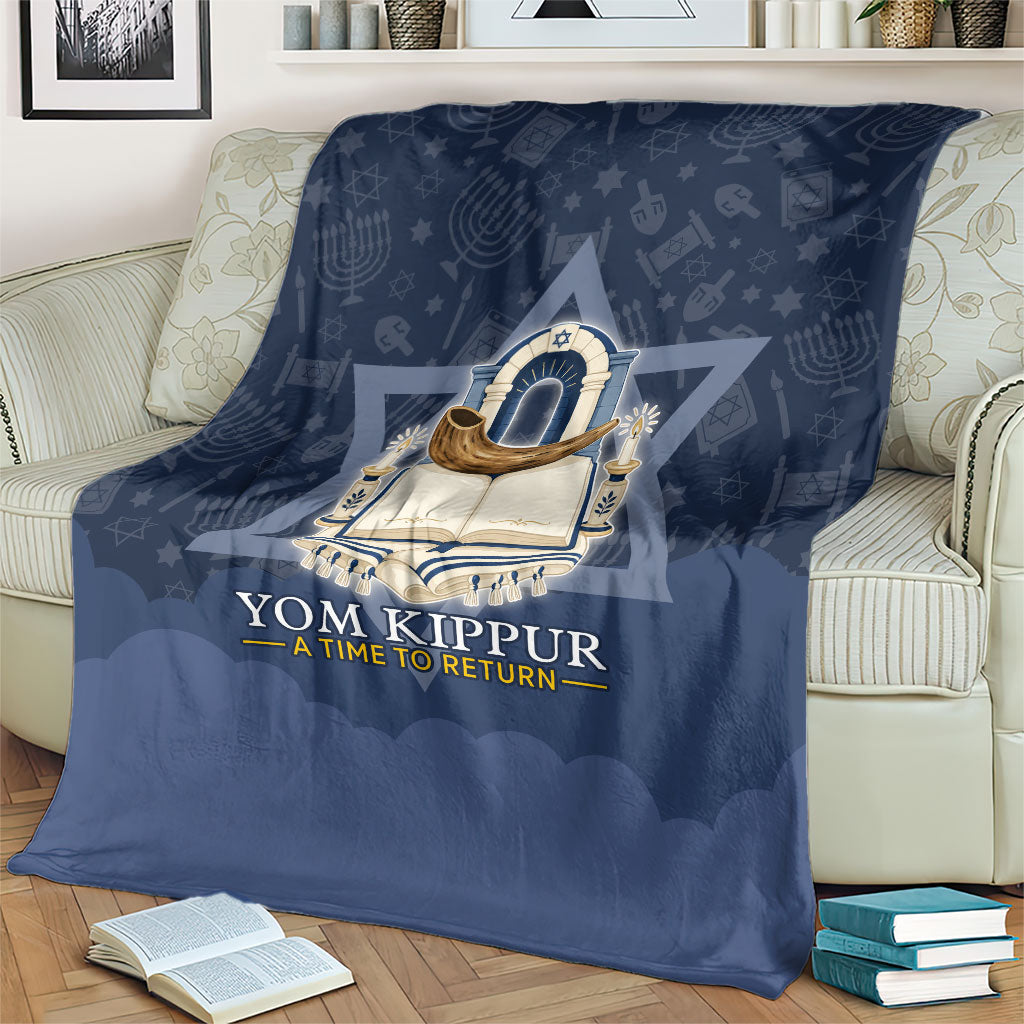 Yom Kippur Gates Of Return Blanket Jewish High Holy Day Shofar Tallit Star Of David