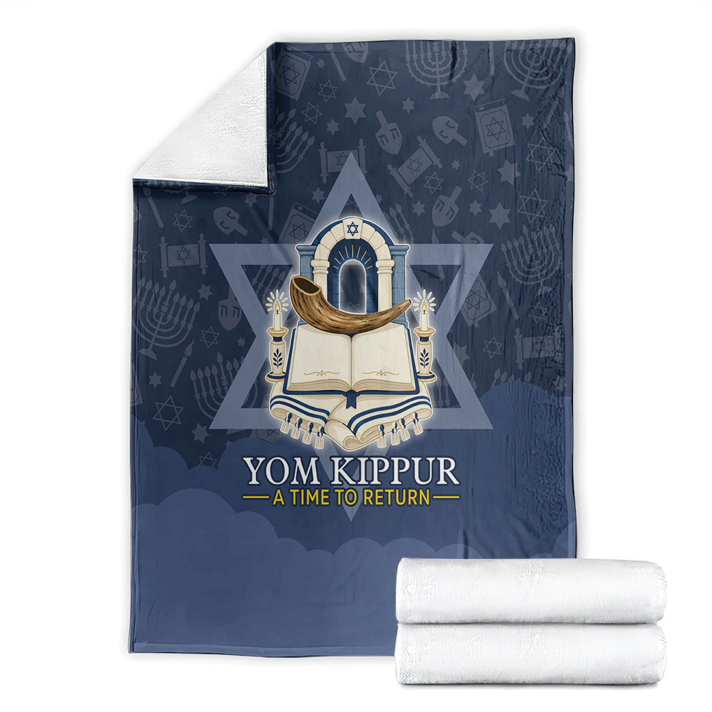 Yom Kippur Gates Of Return Blanket Jewish High Holy Day Shofar Tallit Star Of David
