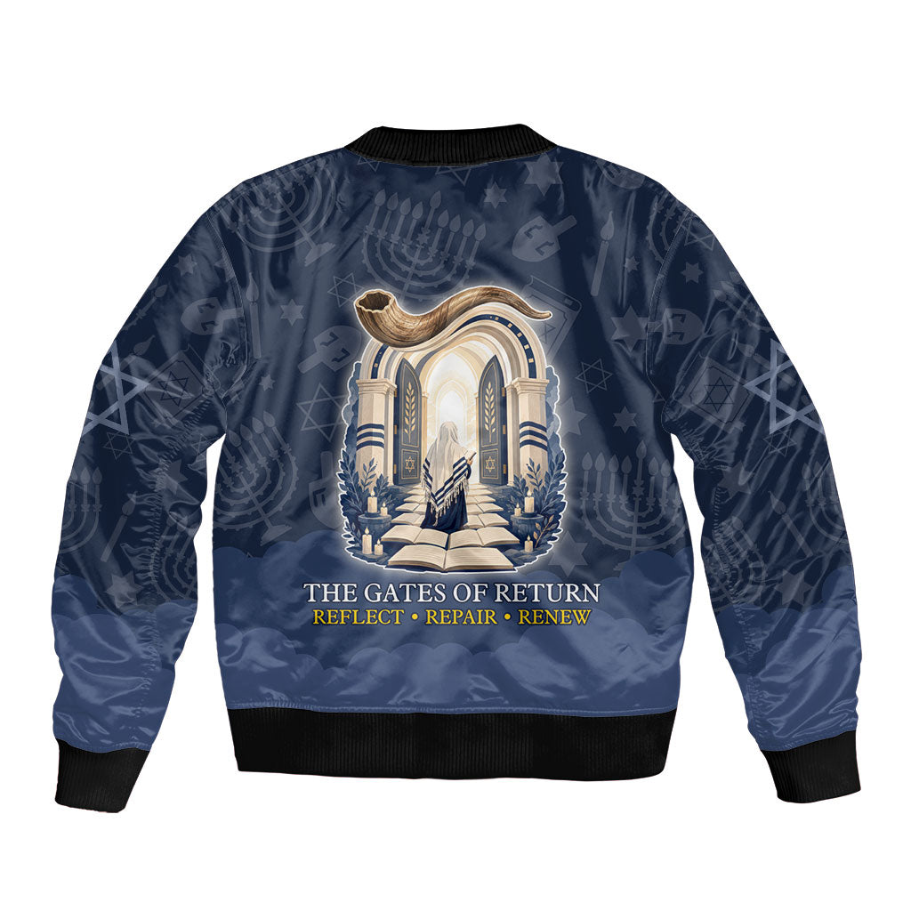 Yom Kippur Gates Of Return Bomber Jacket Jewish High Holy Day Shofar Tallit Star Of David
