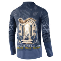 Yom Kippur Gates Of Return Button Sweatshirt Jewish High Holy Day Shofar Tallit Star Of David
